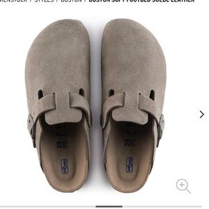 Birkenstock-Boston Clog taupe 38 regular soft suede Like New. Hardly worn.